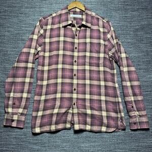 Outerknown Button Up Shirt Men's S Plaid Pink Light Flannel Long Sleeve